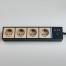 W6514944 Розеточный блок 4-х местный + 3 USB черный шампань рифленый