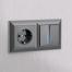 WL07-SW-2G-2W-LED Выключатель двухклавишный проходной с подсветкой (серо-коричневый)